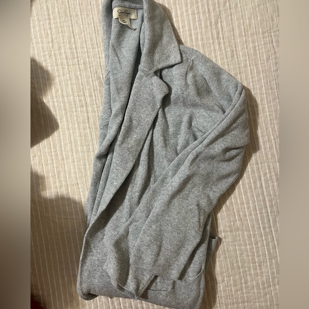 Gray sweater blazer style cardigan